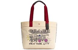 Coach Сумка-тоут из переработанного холста с кожаной сумкой, сумка для покупок, сумка через плечо, большая женская сумка цвета хаки c5683-imnam