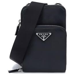 Prada Мужская кожаная сумка через плечо, поясная сумка, черная 2zh126-053-f0002