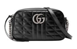 Gucci Сумка для фотоаппарата GG Marmont из стеганой кожи, через плечо, маленькая, женская, черная 447632-um8bn-1000