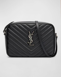 Сумка через плечо Lou среднего размера из стеганой кожи с камерой Saint Laurent, цвет Black prod268730048 | black