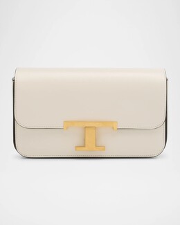 Кожаная сумка через плечо с микроклапаном Tod's, цвет Bianco Calce prod272690076 | bianco calce