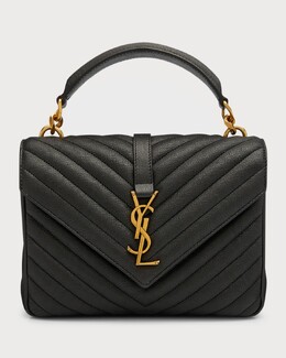 Сумка через плечо College среднего размера с клапаном YSL из стеганой кожи Saint Laurent, цвет Black prod236680444 | black