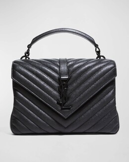 Сумка через плечо College среднего размера с клапаном YSL из стеганой кожи Saint Laurent, цвет Black prod218050083 | black
