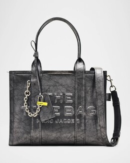 Большая кожаная большая сумка с потертостями Marc Jacobs, темно-серый prod276100183 | dark grey