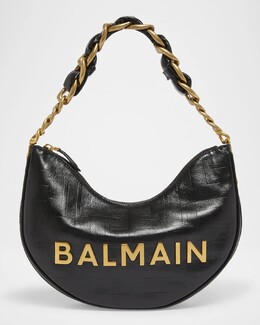 Сумка на плечо 1945 Moon из мятой кожи с тиснением PB Balmain, цвет Noir prod276700052 | noir