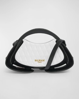 Маленькая сумка Jolie Madam с верхней ручкой из стеганого полиуретана Balmain, цвет Blanc/Noir prod272070391 | blanc/noir