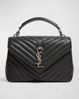 Сумка через плечо College среднего размера с клапаном YSL из стеганой кожи Saint Laurent, цвет Black prod263370118 | black
