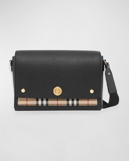 Note Среднего размера сумка через плечо из кожи и винтажной клетки Burberry prod229080387 | black