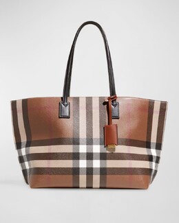 Check Tote Bag E-Canvas Burberry prod250260234 | dark birch