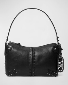 Большая кожаная сумка через плечо с заклепками Michael Kors prod264420332 | black