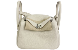 Hermes Сумка Lindy Taurillon Clemence из коровьей кожи, сумка на плечо, мини-сумка для женщин, цвет "молочный коктейль", белый h079086ck10
