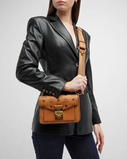 Кожаная сумка через плечо Millie Visetos с логотипом MCM prod237550119 | black