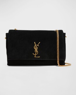 Мягкая двусторонняя сумка через плечо Kate YSL Monogram среднего размера Saint Laurent prod253240485 | black