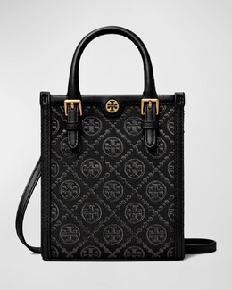 Сумка-тоут Mini T из ткани с монограммой Tory Burch, цвет Black prod265610111 | black