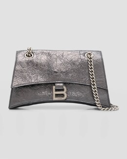 Маленькая сумка на цепочке с эффектом металлик Crush Balenciaga, цвет 1314 Steel Grey prod265180211 | 1314 steel grey