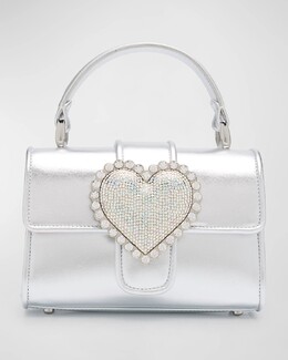 Кожаная сумка с ручкой сверху цвета металлик Amora Heart Sophia Webster, цвет Silver prod269460087 | silver