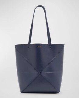 Большая сумка-тоут Puzzle Fold среднего размера из блестящей кожи Loewe, цвет Abyss Blue prod262850339 | abyss blue