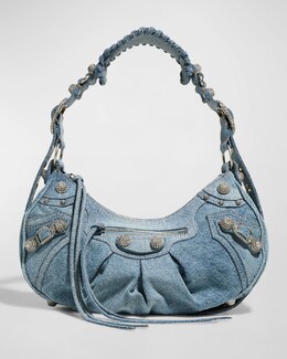 Маленькая джинсовая сумка на плечо Le Cagole со стразами Balenciaga, цвет 4715 Blue prod260920396 | 4715 blue