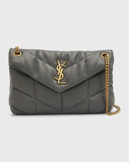 Маленькая сумка через плечо Lou Puffer YSL из стеганой кожи Saint Laurent, цвет Storm prod231960071 | storm