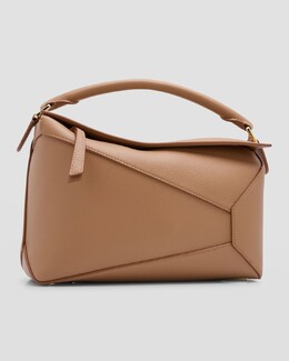 Сумка с верхней ручкой Puzzle Edge из мягкой зернистой кожи Loewe, цвет Toffee prod262870181 | toffee