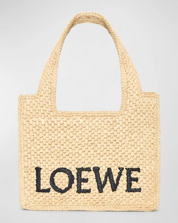 Мини-сумка-тоут Ibiza Font Logo из коллаборации с Paula’s из рафии Loewe, цвет Natural prod271940212 | natural