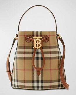 Сумка-ведро в клетку на шнурке Burberry, цвет Vntg Chkbriar Brown prod272790099 | vntg chkbriar brown