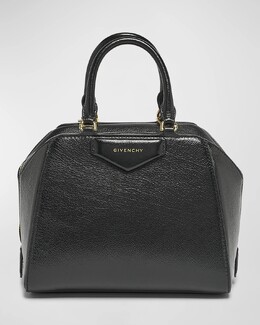 Миниатюрная сумка Antigona Cube с верхней ручкой из блестящей мятой кожи Givenchy, цвет Black prod271520024 | black