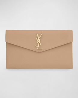 Клатч Uptown YSL из зерненой кожи Saint Laurent, цвет Dark Beige prod234870185 | dark beige