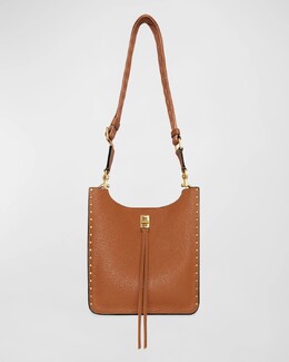 Кожаная сумка через плечо Darren Feed среднего размера с заклепками Rebecca Minkoff, цвет Caramello prod270580134 | caramello