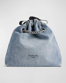 Маленькая джинсовая большая сумка Crush Balenciaga, цвет Denim Blue prod267910410 | denim blue