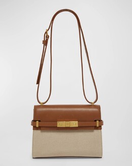 Миниатюрная сумка через плечо Manhattan из холста и кожи Saint Laurent, цвет Desert/Dust Brick prod270760057 | desert/dust brick