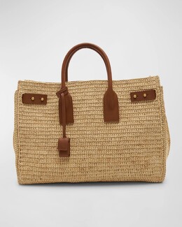 Сумка Sac De Jour среднего размера с верхней ручкой из рафии Saint Laurent, цвет Naturale Brick prod263610108 | naturale brick