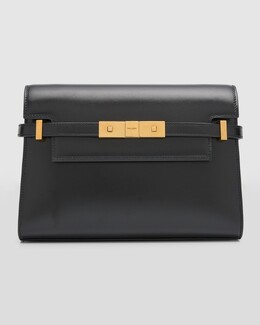 Маленькая сумка через плечо Manhattan из гладкой кожи Saint Laurent, цвет Nero prod263610298 | nero