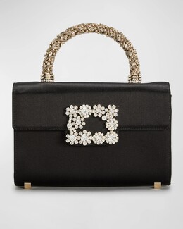 Миниатюрная сумка Flower Jewel с верхней ручкой Roger Vivier, цвет Nero prod257650304 | nero