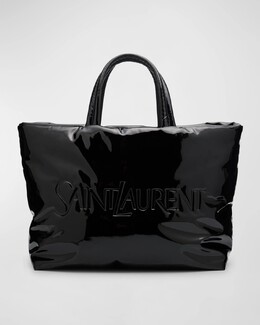 Мужская большая сумка-тоут из лакированной кожи Saint Laurent, цвет Nero prod270310705 | nero