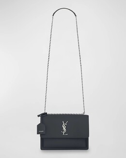Сумка через плечо Sunset YSL среднего размера из гладкой кожи Saint Laurent, цвет Dark Gray prod253190423 | dark gray