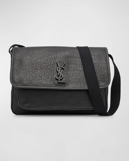 Мужская сумка-мессенджер Niki YSL из зерненой кожи Saint Laurent, цвет Nero prod270320055 | nero