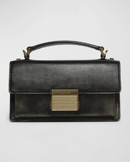 Маленькая кожаная сумка через плечо Venezia с клапаном Golden Goose, цвет Black prod270790096 | black