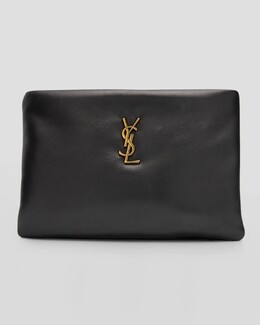 Маленький клатч Calypso YSL из гладкой кожи с подкладкой Saint Laurent, цвет Noir prod266060106 | noir