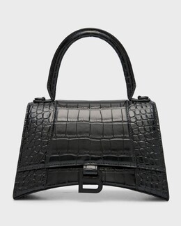 Маленькая сумка с тиснением под крокодила Hourglass Balenciaga, цвет 1000 Black prod261550221 | 1000 black