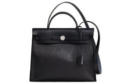 Hermes Сумка Herbag Zip Berline из водонепроницаемого холста с телячьей кожей Hunter, сумка через плечо, женская, черная h072069ckbc