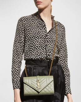 Маленькая кожаная сумка через плечо Envelope Saint Laurent prod250790073 | old oil