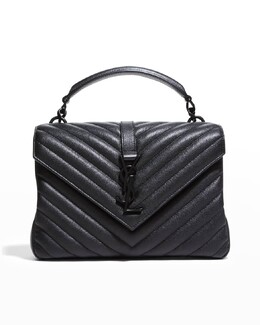 Сумка через плечо College среднего размера YSL с V-образным клапаном и монограммой Saint Laurent prod218050083 | black