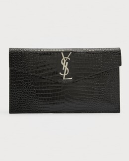 Сумка Uptown с тиснением под крокодила Saint Laurent prod258430038 | black