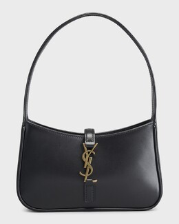 Мини-сумка-хобо Le 5 A 7 из телячьей кожи Saint Laurent, черный prod253270182 | black