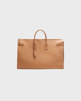 Сумка-дафл из кожи теленка на молнии Sac de Jour Saint Laurent prod258880286 | vintage brown/gol