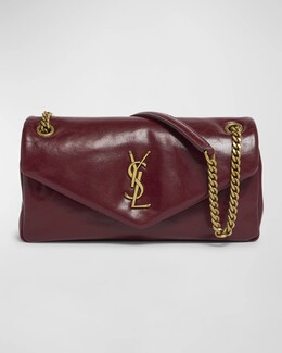 Маленькая сумка через плечо Calypso YSL из гладкой кожи с подкладкой Saint Laurent, цвет Deep Rasberry prod274410653 | deep rasberry