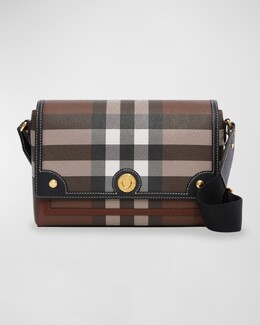 Note Сумка через плечо Giant Check E-Canvas Burberry prod257340126 | dark birch brown