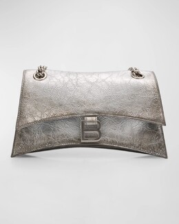 Кожаная сумка через плечо Crush Small Charms с эффектом металлик Balenciaga, серебряный prod272850388 | silver