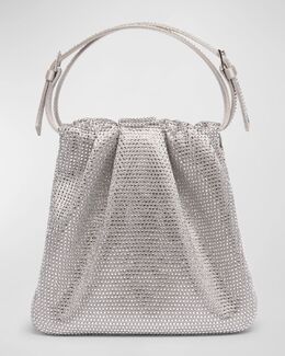 Украшенная сумка Vittoria с верхней ручкой Amina Muaddi, цвет Satin Silver White Crystals prod275140612 | satin silver white crystals
